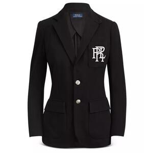 POLO Ralph Lauren Equestrian Blazer Black Knit PRL Monogram Womens 10